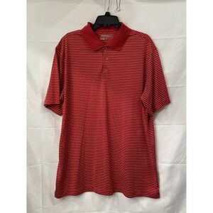 Nike Golf Men's Polo Shirt Size XL Dri Fit Red Striped Short Sleeve Shirt